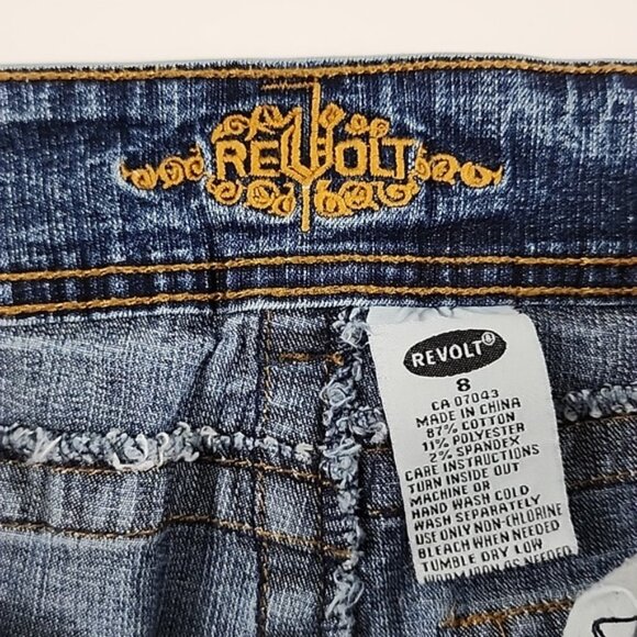 REVOLT Women's Jeans Dark Blue Denim Fade Boot Cut Stretch Size 8 - Picture 11 of 13